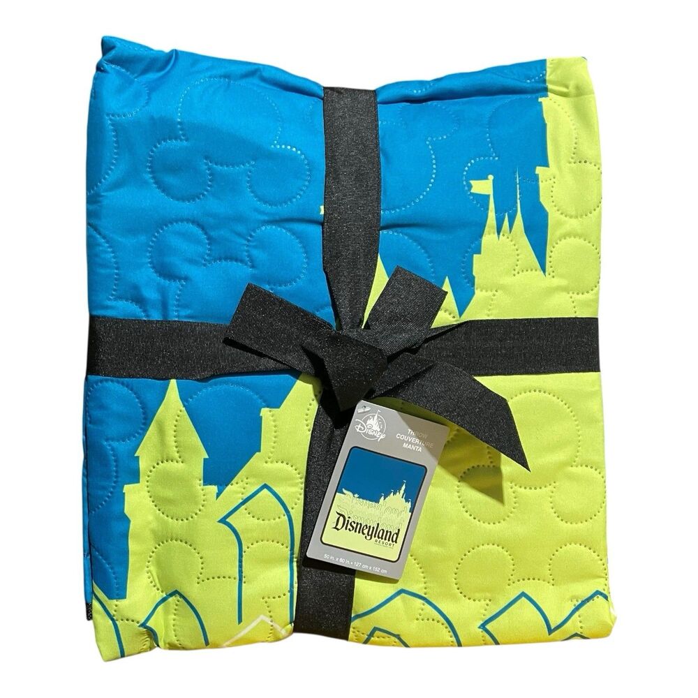 Disney Parks Blanket 50”x 60” Disneyland Resort Castle Mickey Logo Quilted Throw
